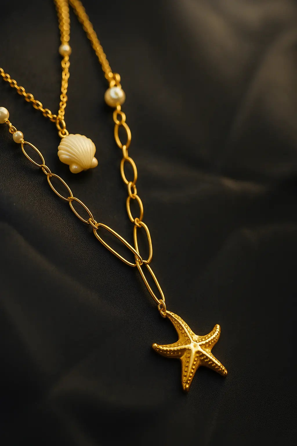 Starfish Couch Turtle Pendant Double Layered Necklace Emerosa Jewellery