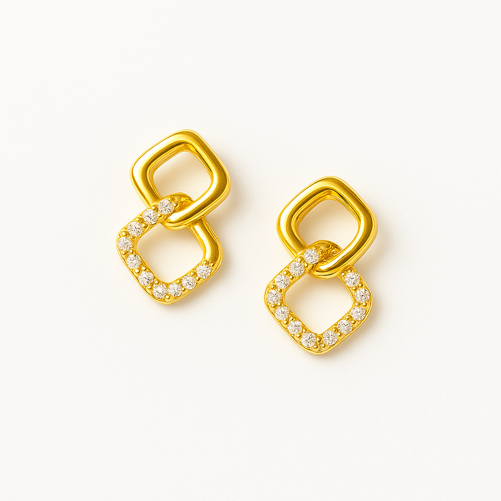 Gold CZ Stud Earrings Set-3 Pairs Emerosa Jewellery