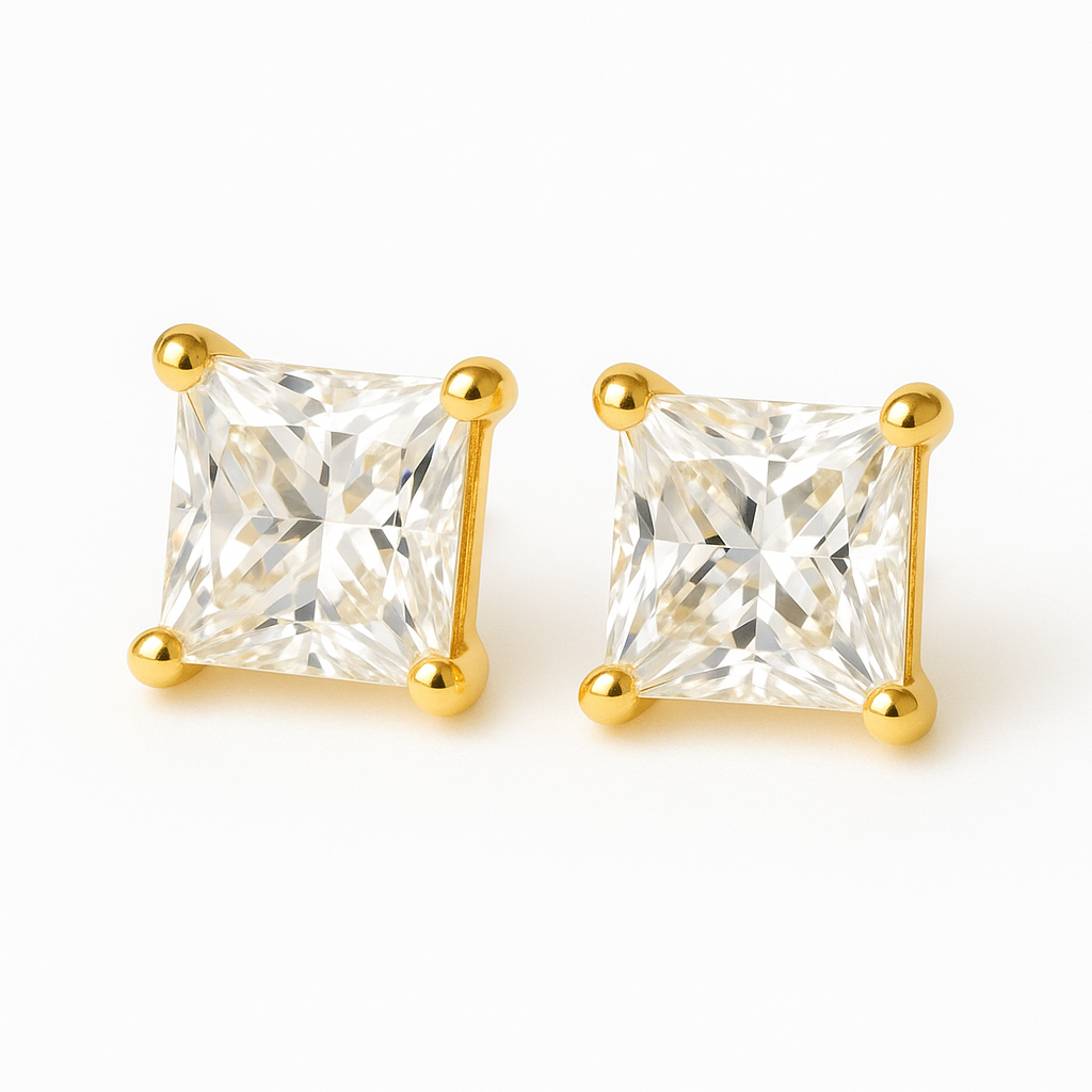 Gold CZ Stud Earrings Set-3 Pairs Emerosa Jewellery