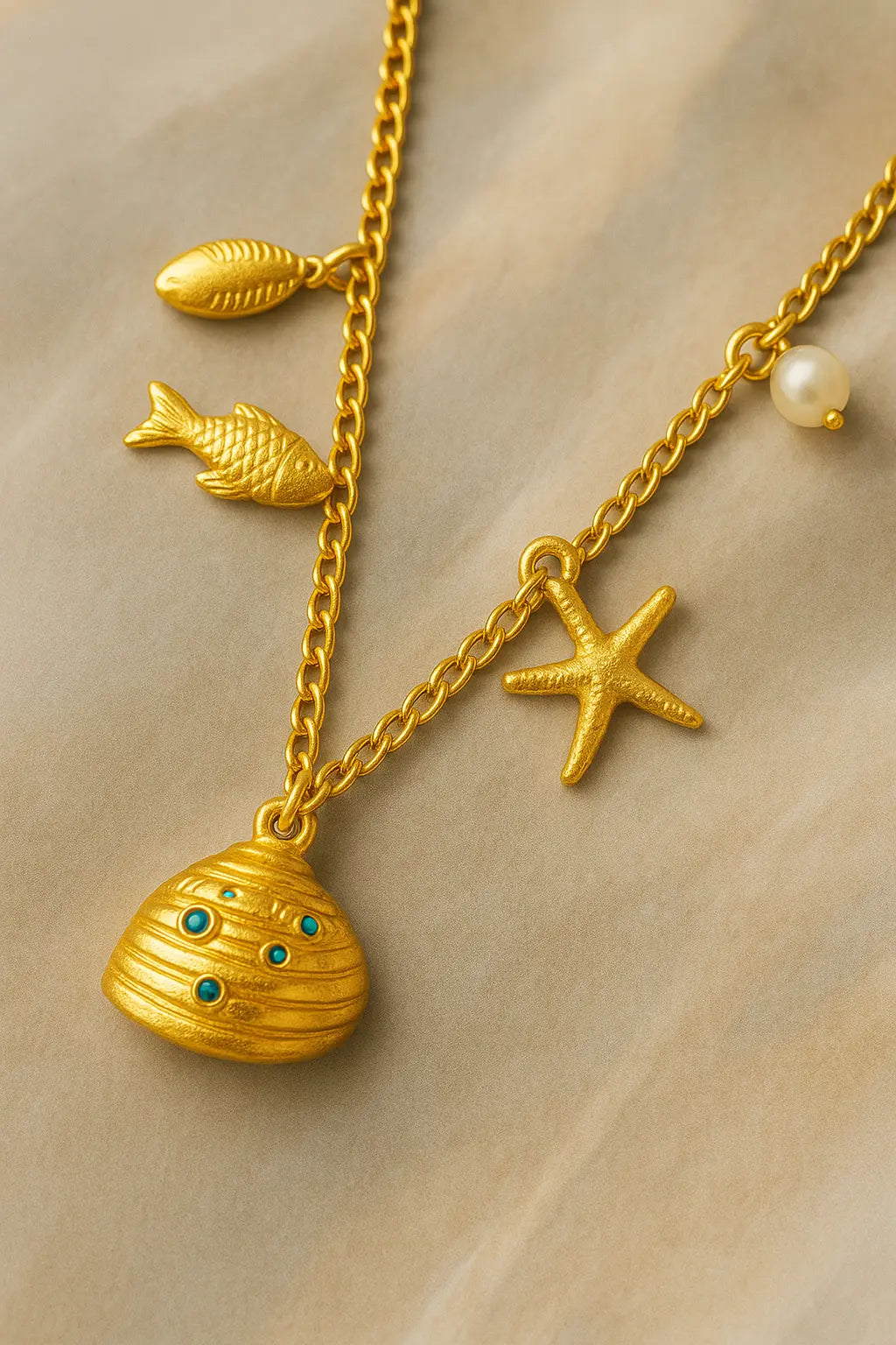 Ocean Charm Pearl Necklace Emerosa Jewellery