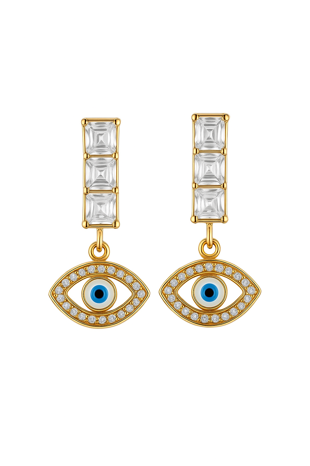 Evil Eye Earrings | CZ Stone Dangle Drop Emerosa Jewellery