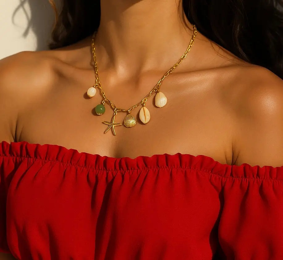 Starfish Sea Shell Pearl Necklace Emerosa Jewellery