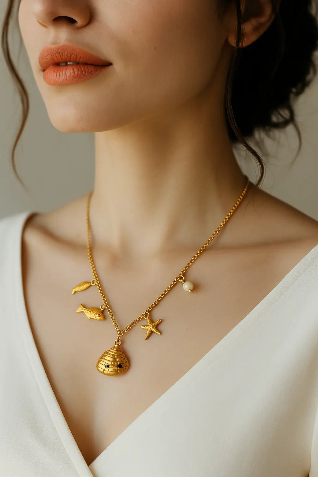 Ocean Charm Pearl Necklace Emerosa Jewellery