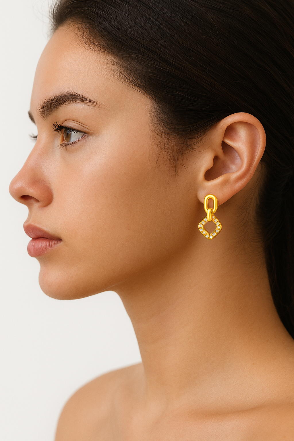 Gold CZ Stud Earrings Set-3 Pairs Emerosa Jewellery
