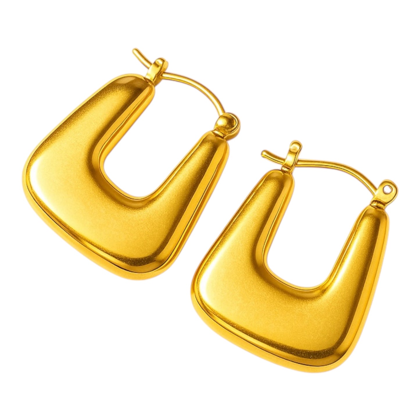 Gold hoop earrings on a white background