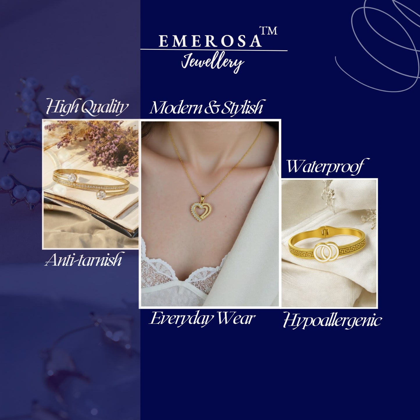 high quality anti tarnish hypoallergenic everyday wear water proof jewellery