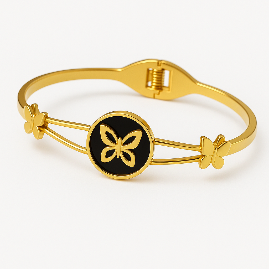 Golden Elegance Butterfly Bangle Emerosa Jewellery
