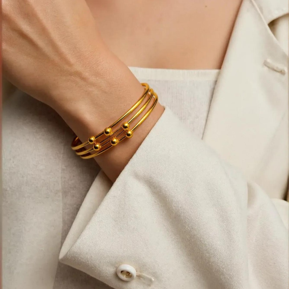 Golden Orbit Triple-Layered Bracelet Emerosa Jewellery