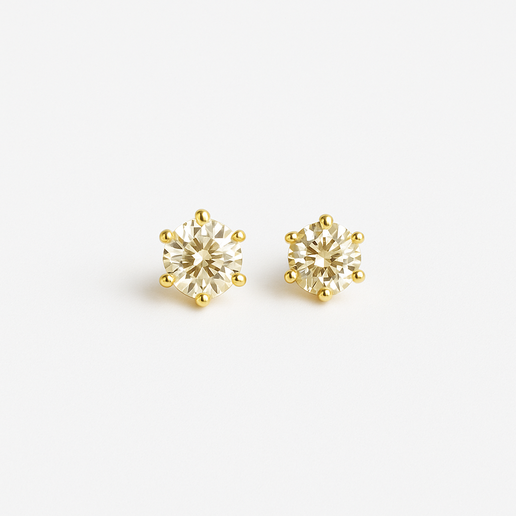 Gold CZ Stud Earrings Set-3 Pairs Emerosa Jewellery