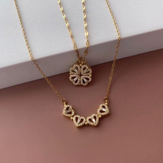 2-in-1 Clover Heart Magnetic Necklace Emerosa Jewellery