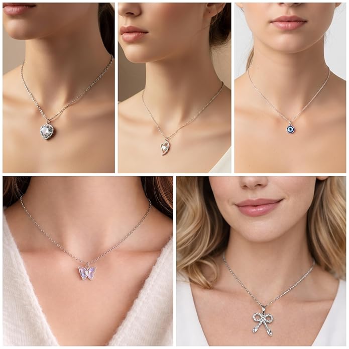 5 Pcs Necklace Combo Set For Women