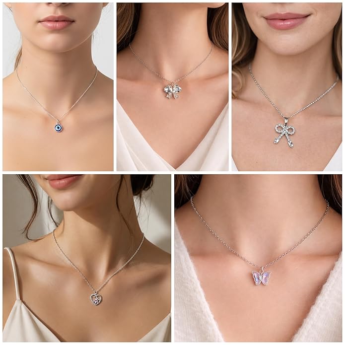 5 Pcs Necklace Combo Set For Women