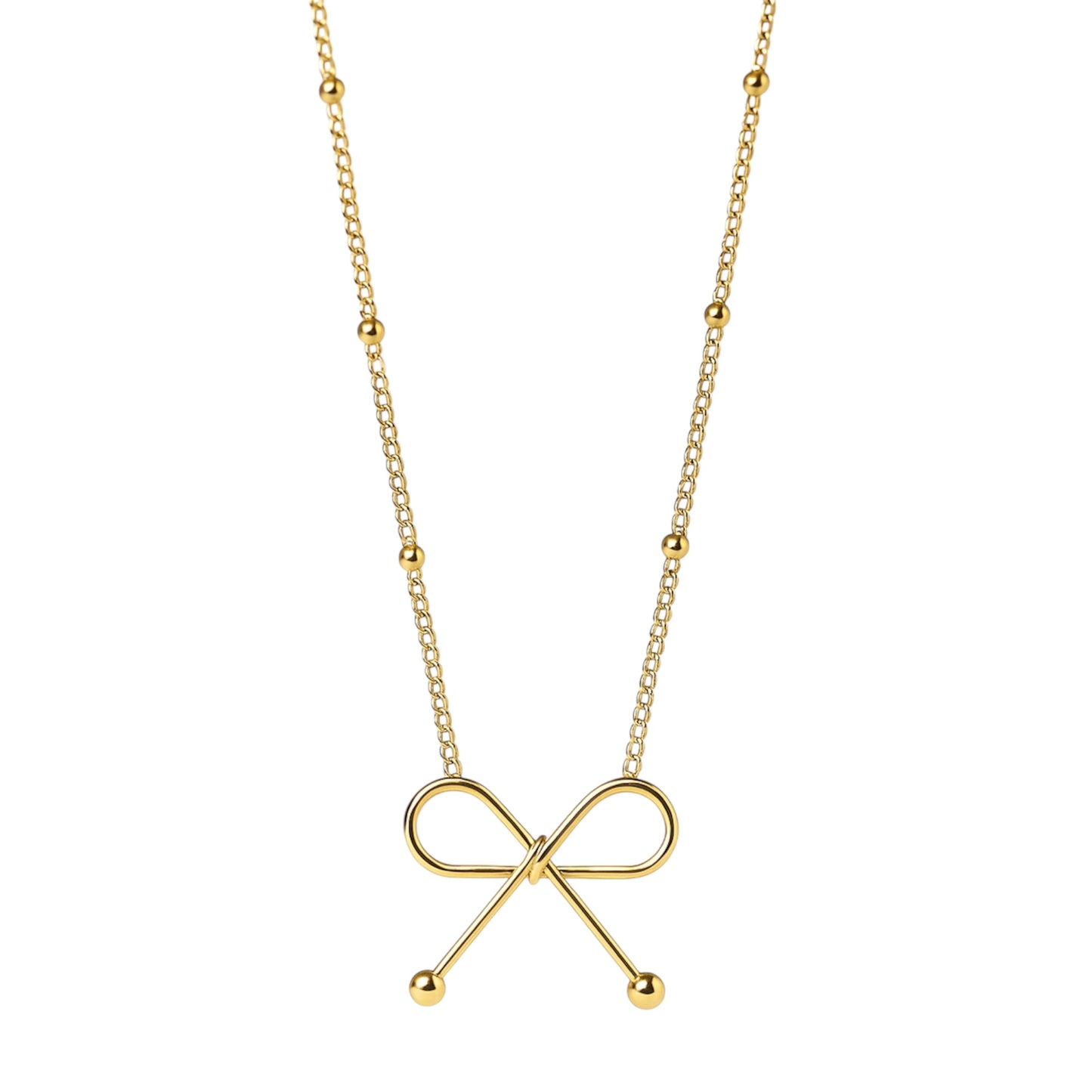 Gold bow pendant necklace Korean style aesthetic daily wear