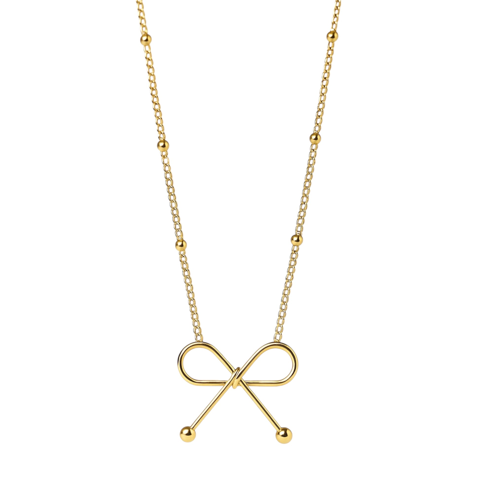 Gold bow pendant necklace Korean style aesthetic daily wear
