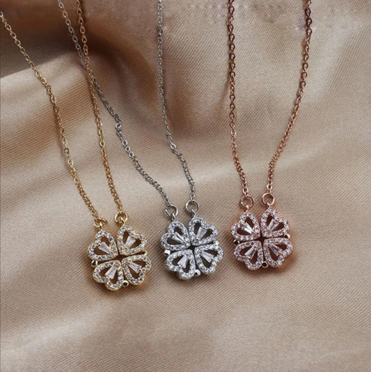 2-in-1 Clover Heart Magnetic Necklace Emerosa Jewellery