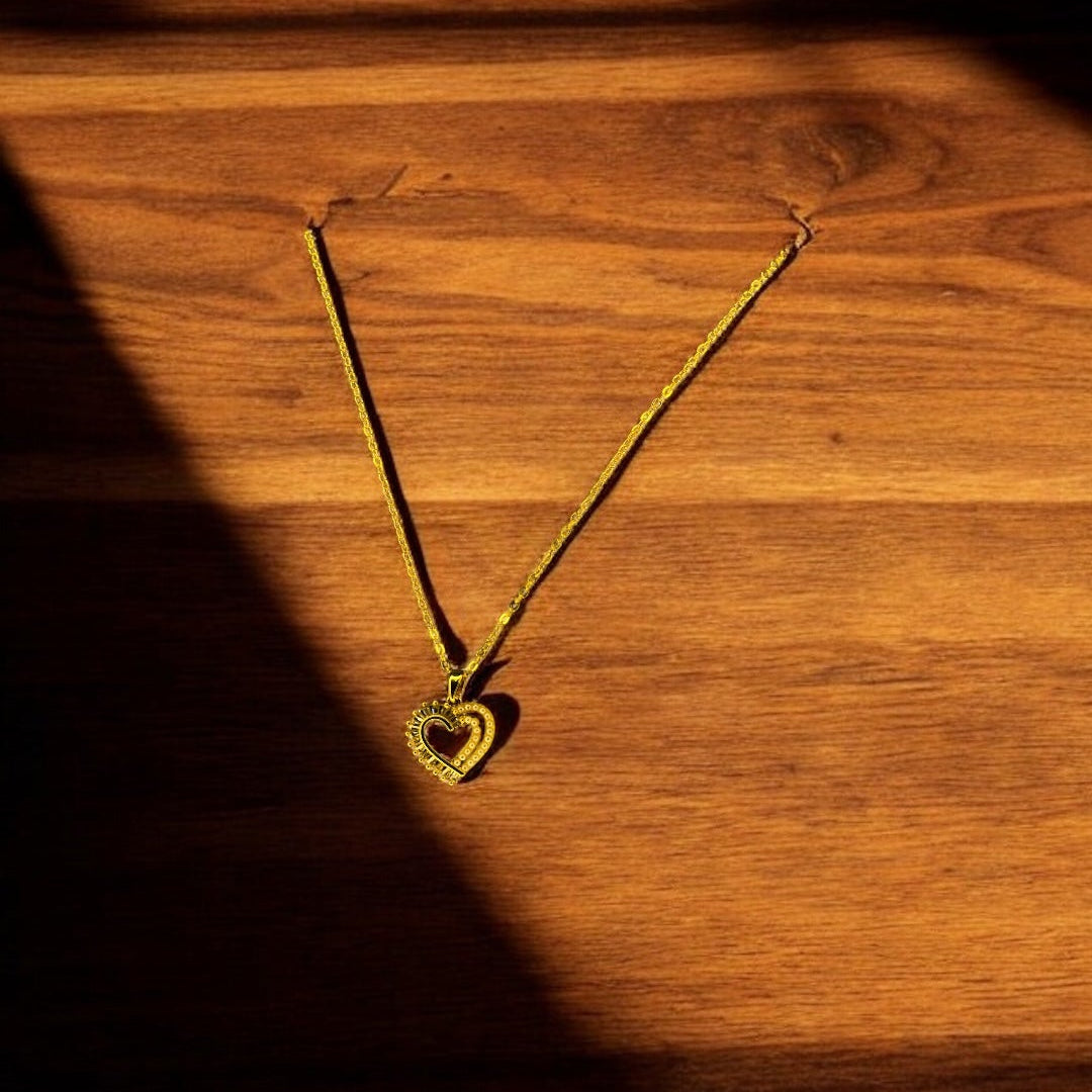 Golden Heart Shaped Necklace Emerosa Jewellery