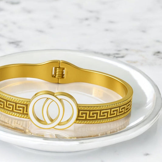 Designer Cuff Bracelet with Entwined Hoops Emerosa Jewellery