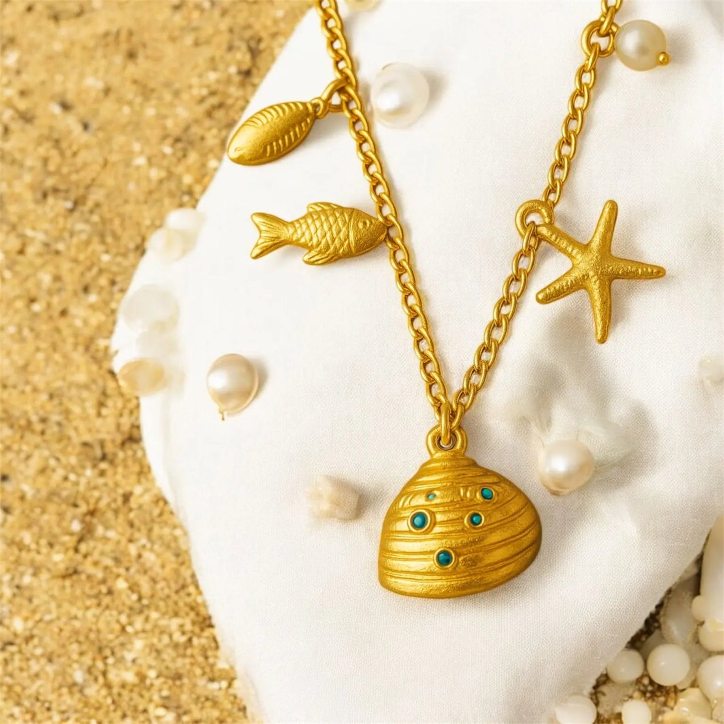 Ocean Charm Pearl Necklace Emerosa Jewellery