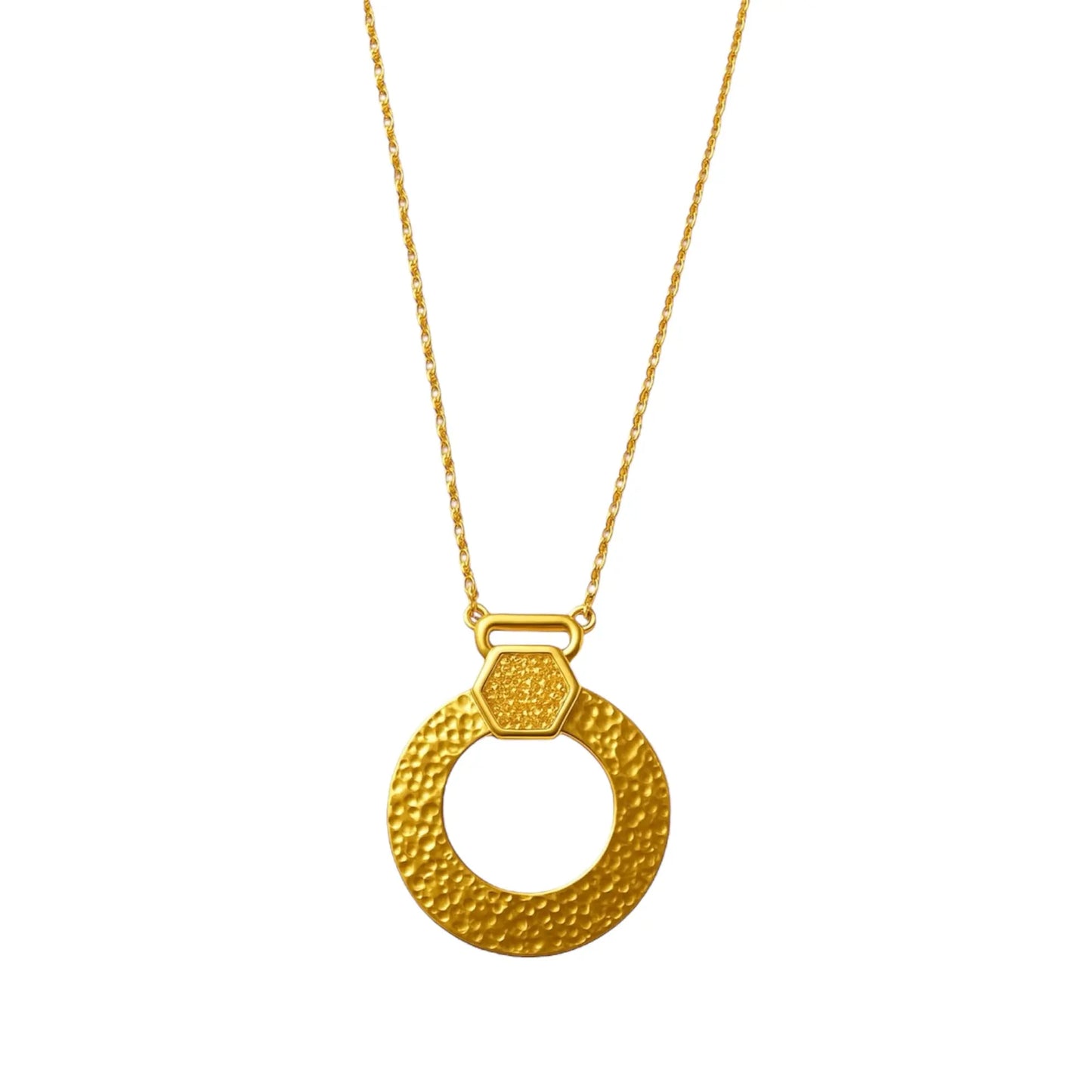 Hammered Round Cut Pendant Necklace Emerosa Jewellery