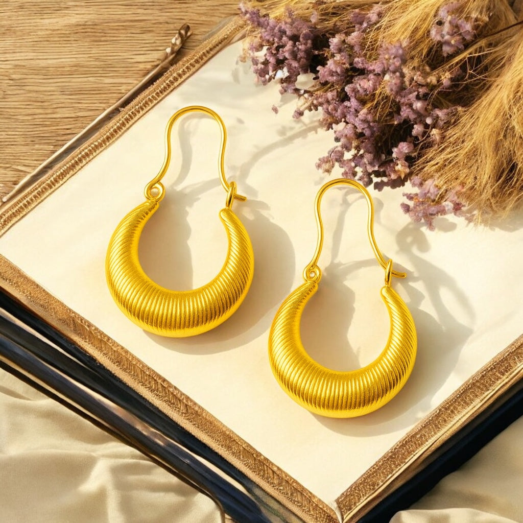Gold Crescent Hoop Earrings Emerosa Jewellery
