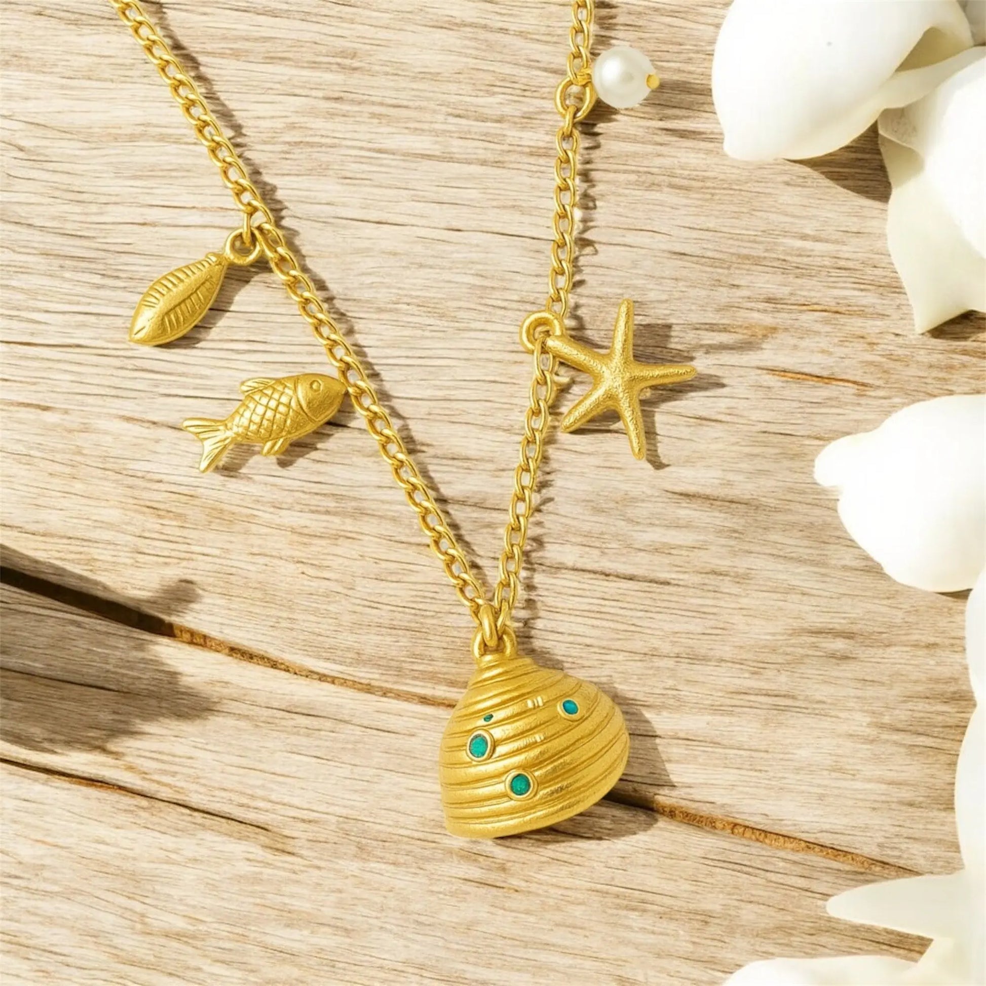 Ocean Charm Pearl Necklace Emerosa Jewellery