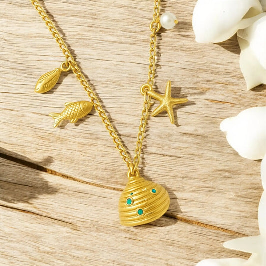 Ocean Charm Pearl Necklace Emerosa Jewellery