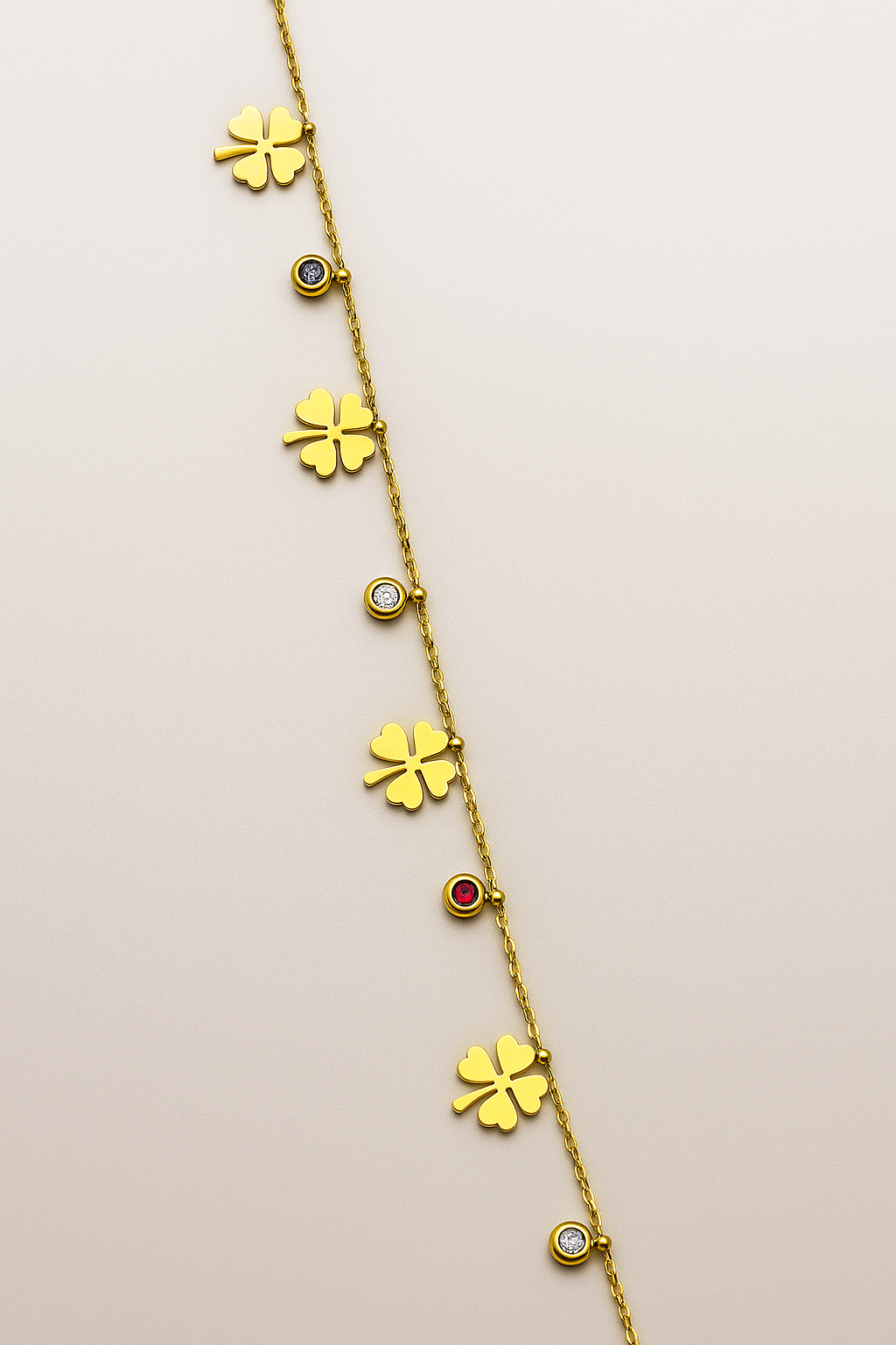 Gold four leaf charm bracelet lucky clover jewellery for women