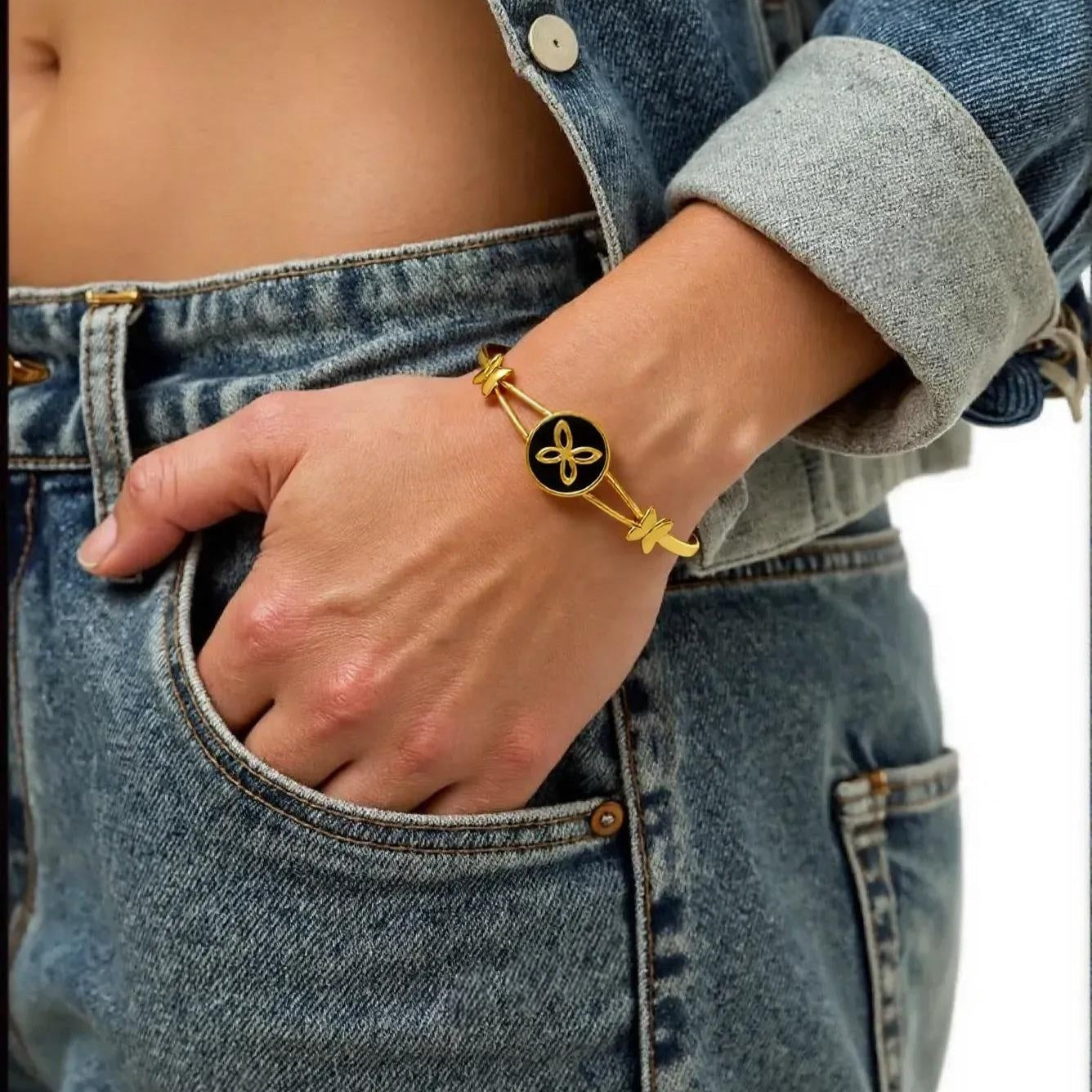 Golden Elegance Butterfly Bangle Emerosa Jewellery