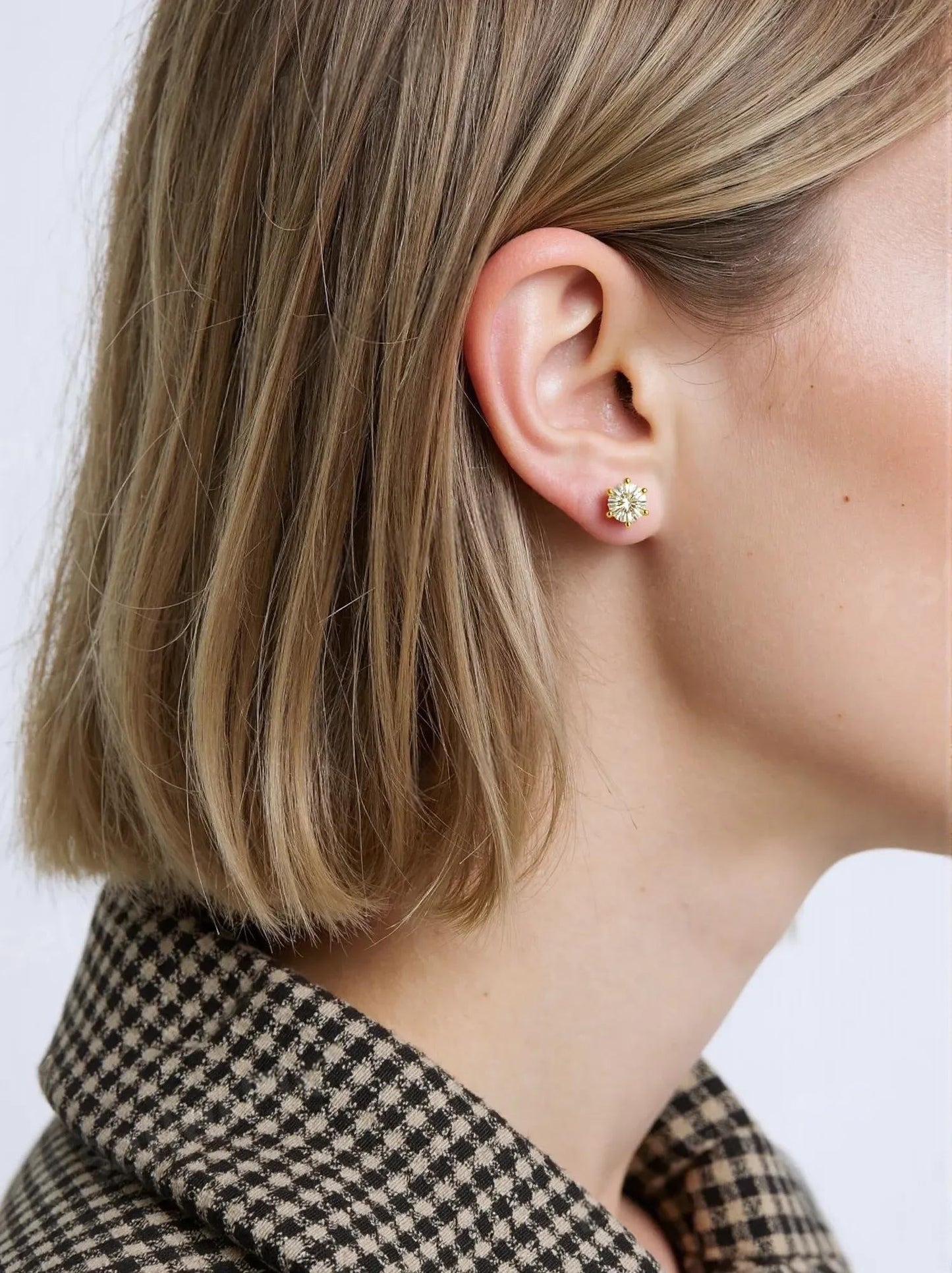 Gold CZ Stud Earrings Set-3 Pairs Emerosa Jewellery